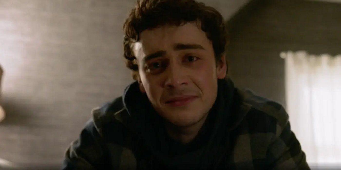 Cal looking at the camera and crying in Manifest.