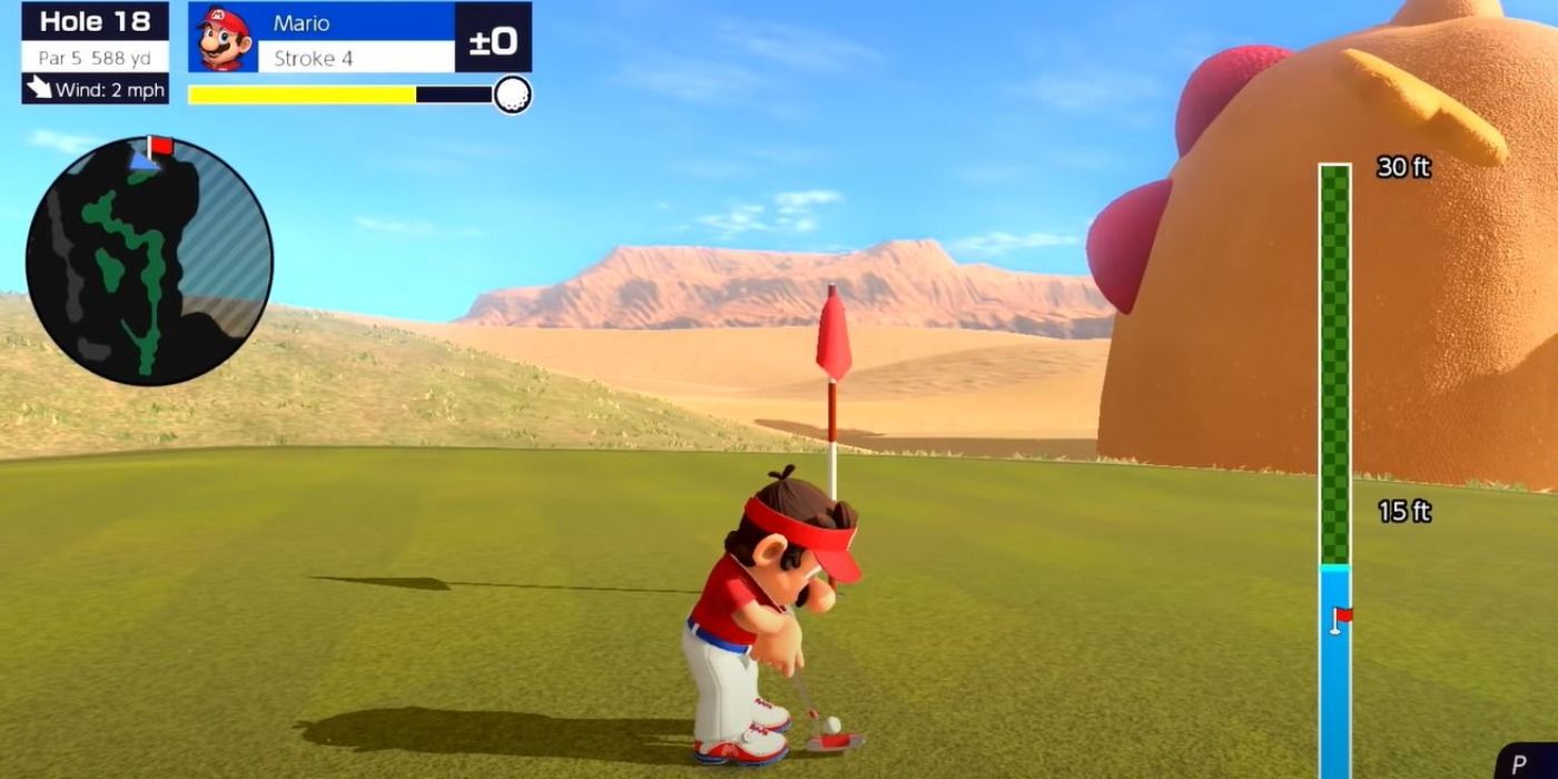 Putting in Mario Golf