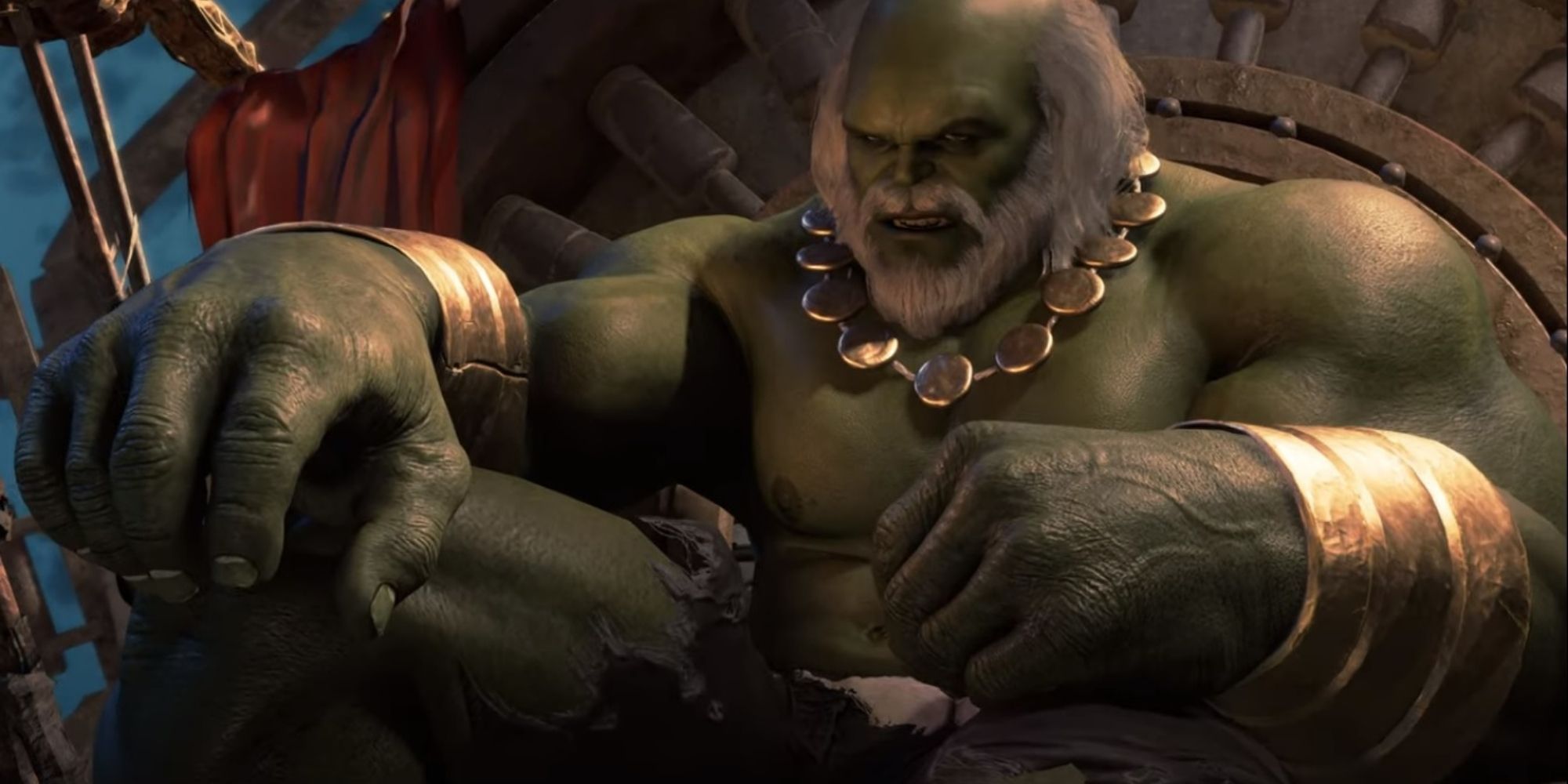 Maestro sitting on his throne and looks angry in the Marvel's Avengers video game.