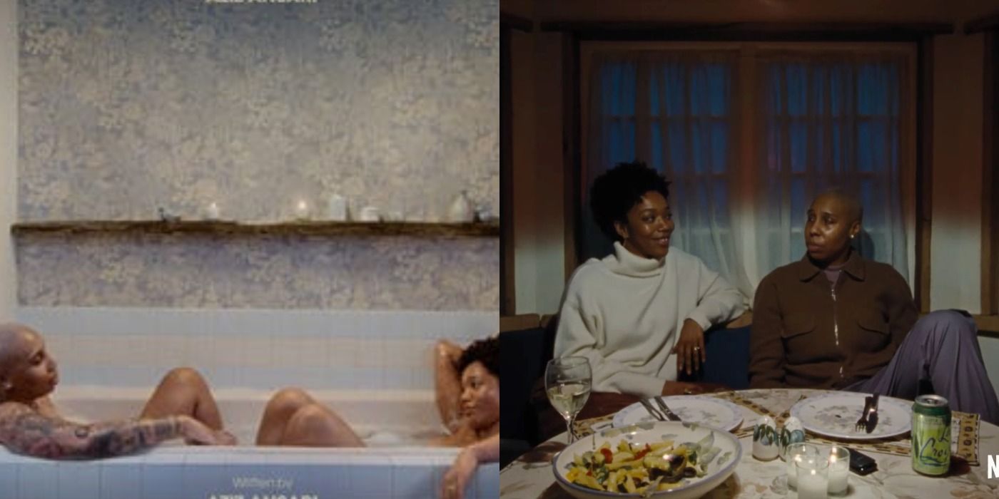 Denise and Alicia in a bathtub and at a table