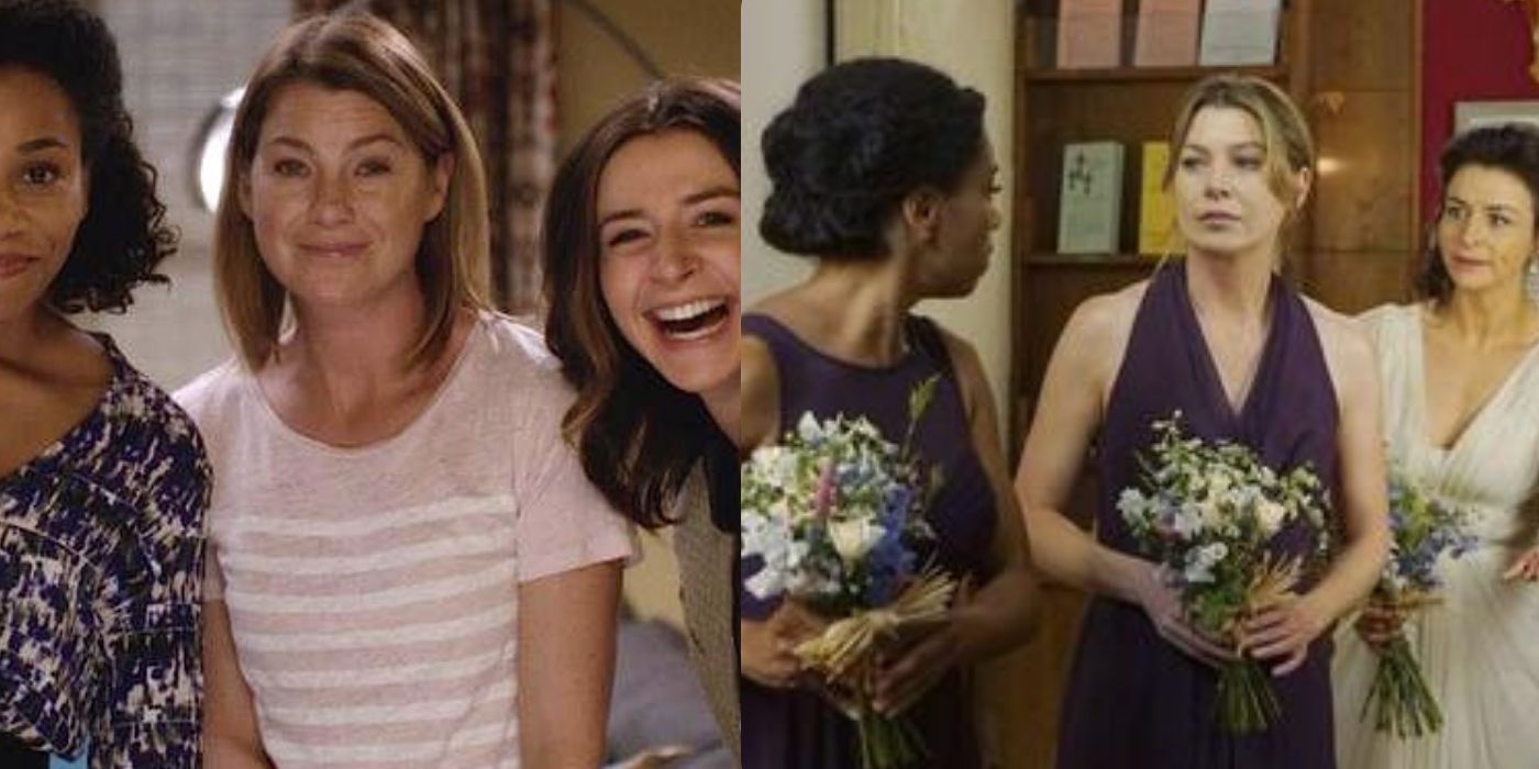 Maggie, Meredith and Amelia laughing and Maggie, Meredith, and Amelia before Amelia&rsquo;s wedding on Grey&rsquo;s Anatomy