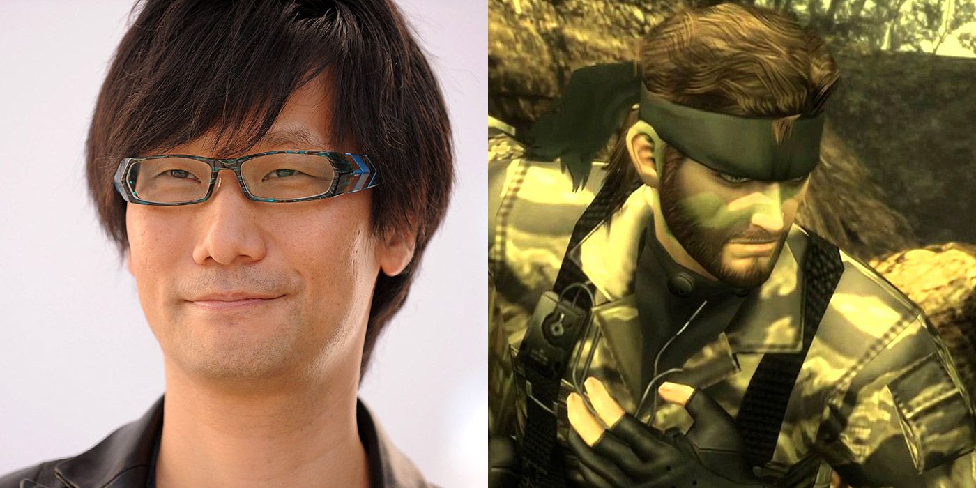 Split image of Hideo Kojima and Naked Snake