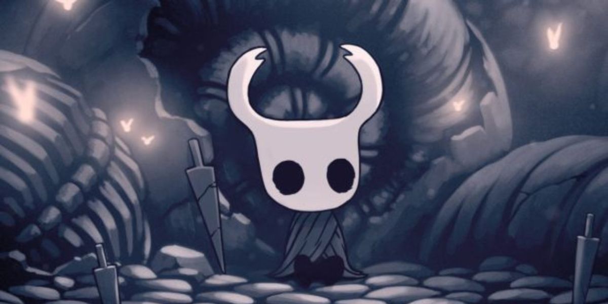 The Knight rests at the beginning of Hollow Knight.