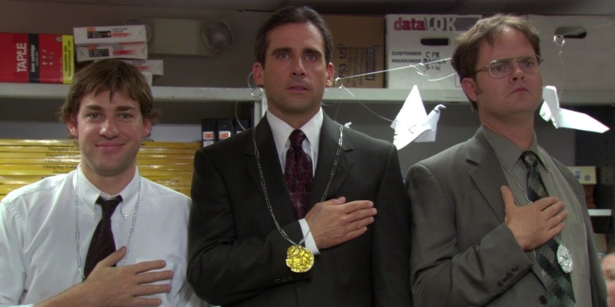 Michael, Jim, and Dwight at the office Olympics