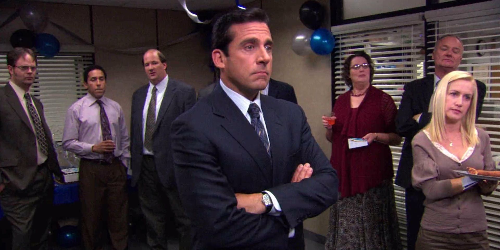 Michael at the Dunder Mifflin Infinity launch party in The Office
