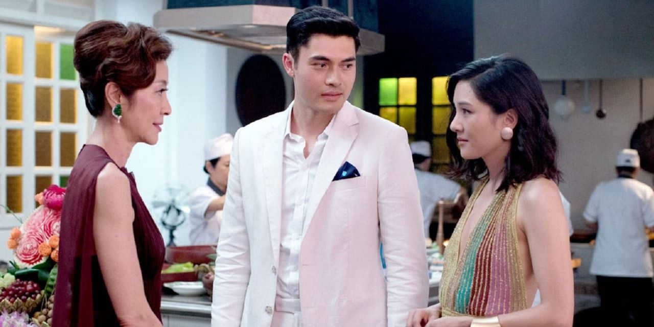 Nick and Rachel meeting Eleanor in Crazy Rich Asians.