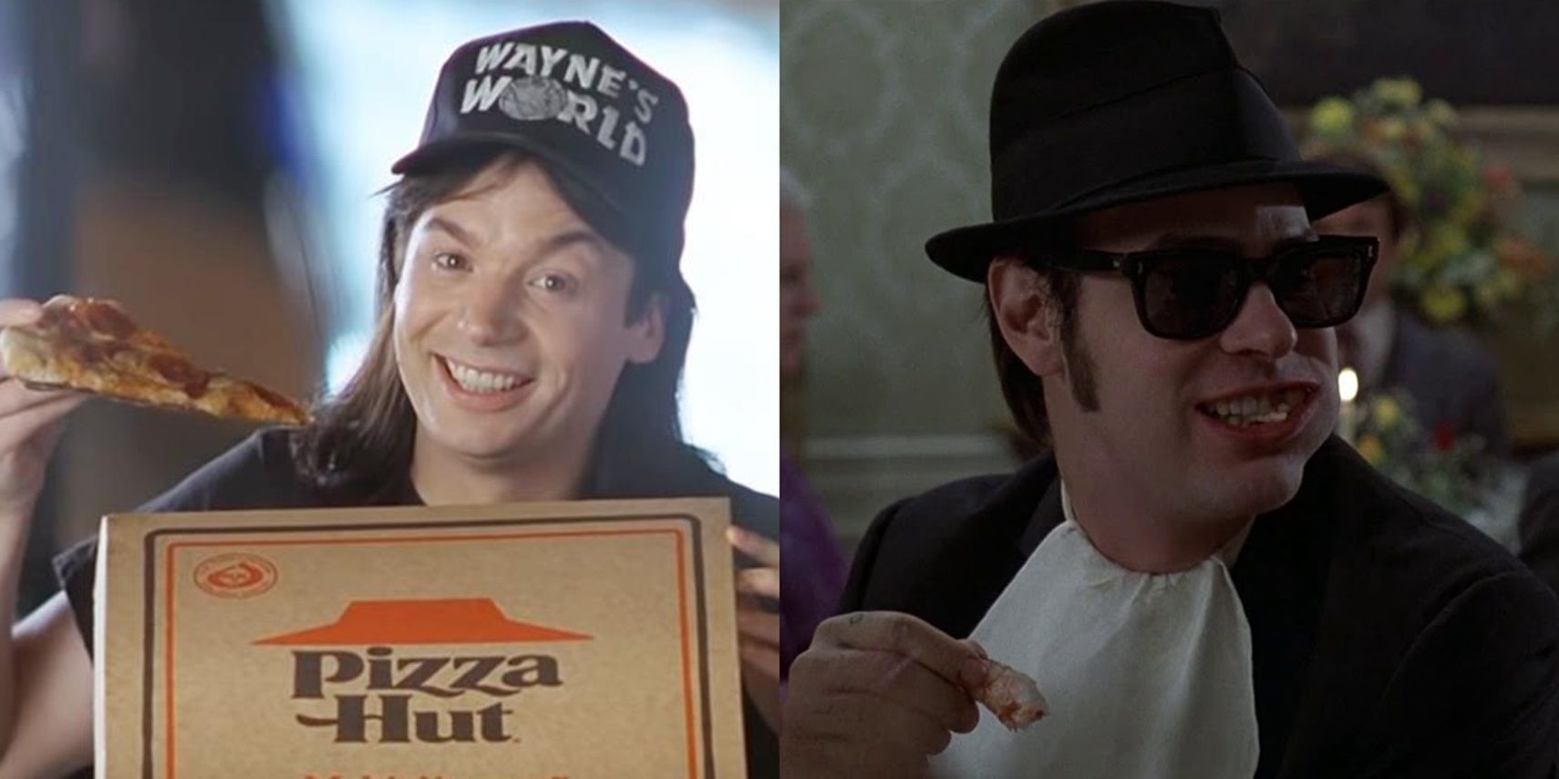 Mike Myers in Wayne's World and Dan Aykroyd in The Blues Brothers