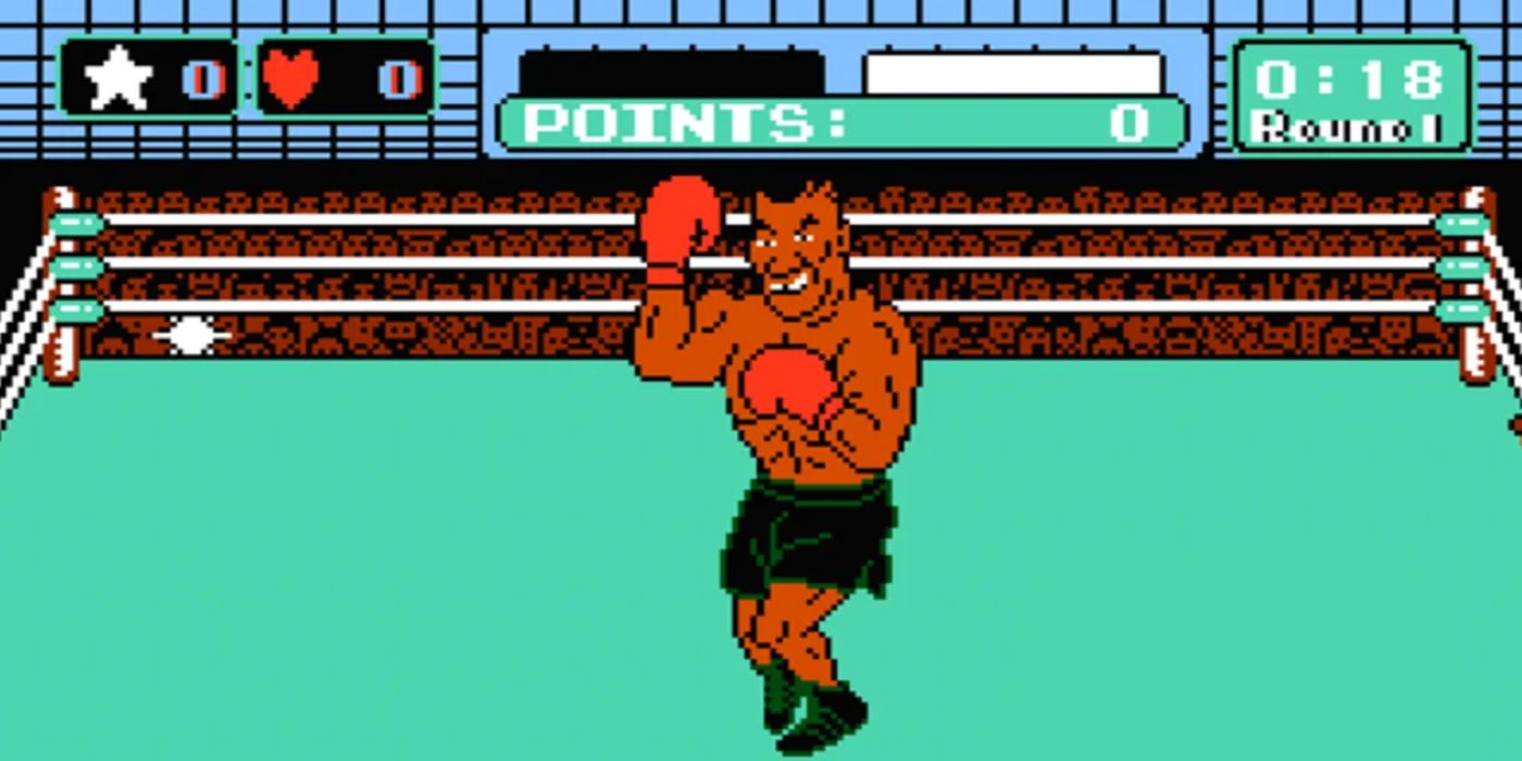 Screenshot of Mike Tyson from the NES game Mike Tysons' Punch-Out.