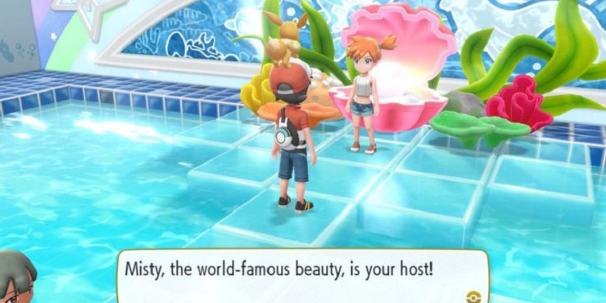 Misty greets the player character before her Gym battle