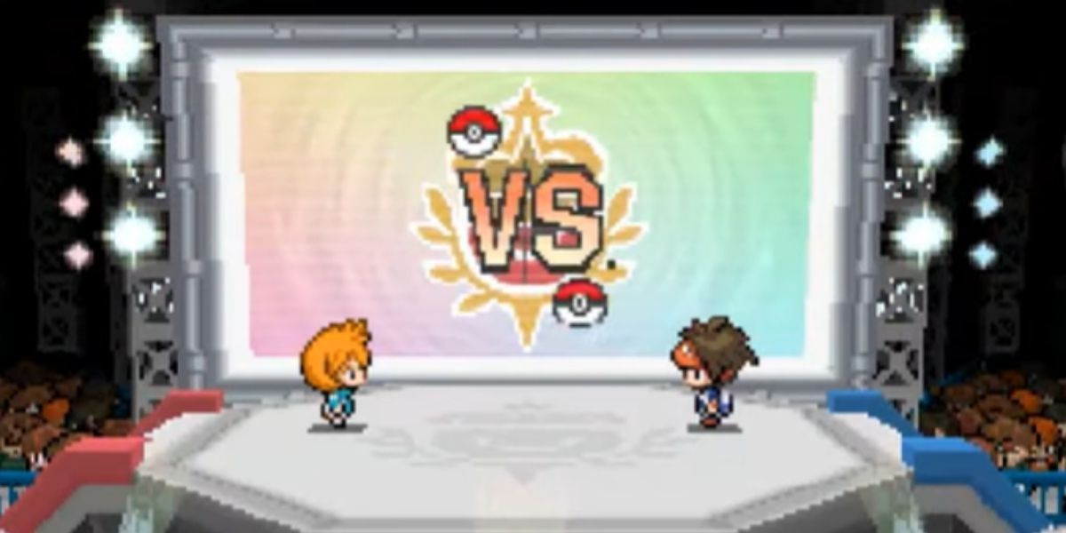 The player character about to fight Misty in the Pokémon World Tournament