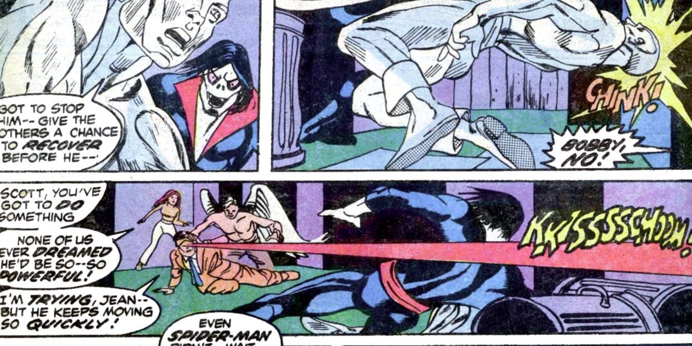 Morbius fights the X-Men in Marvel Comics.