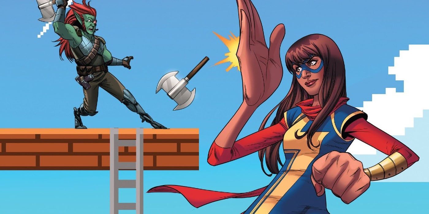 Ms Marvel vs Doc X in a Mario Bros homage from Marvel Comics.