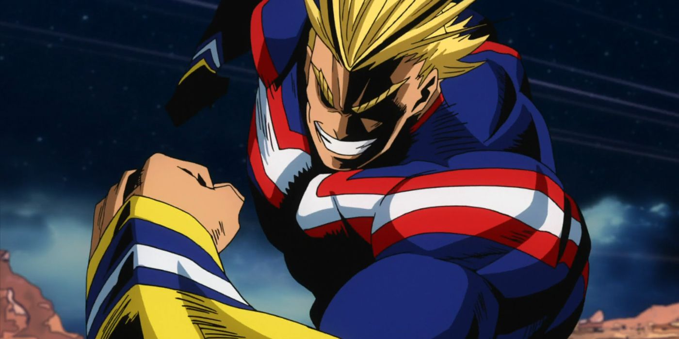 All Might throwing a punch in My Hero Academia