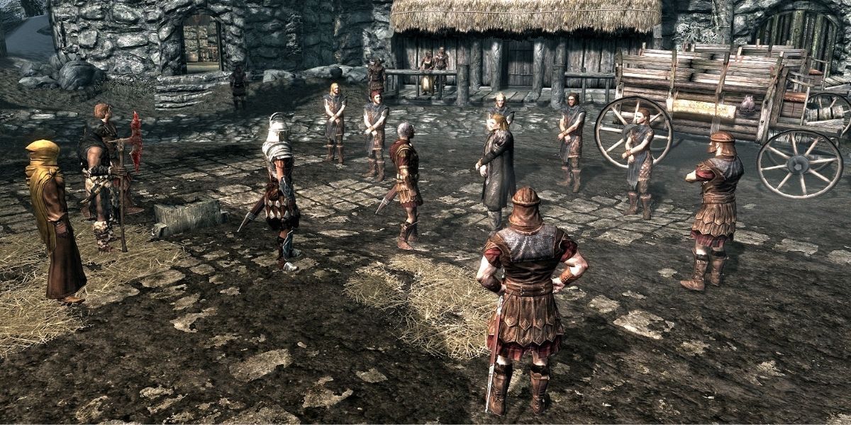 Multiple NPC characters in a town in Skyrim