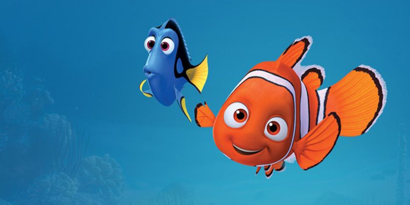 Nemo and Dory swimming in the water.