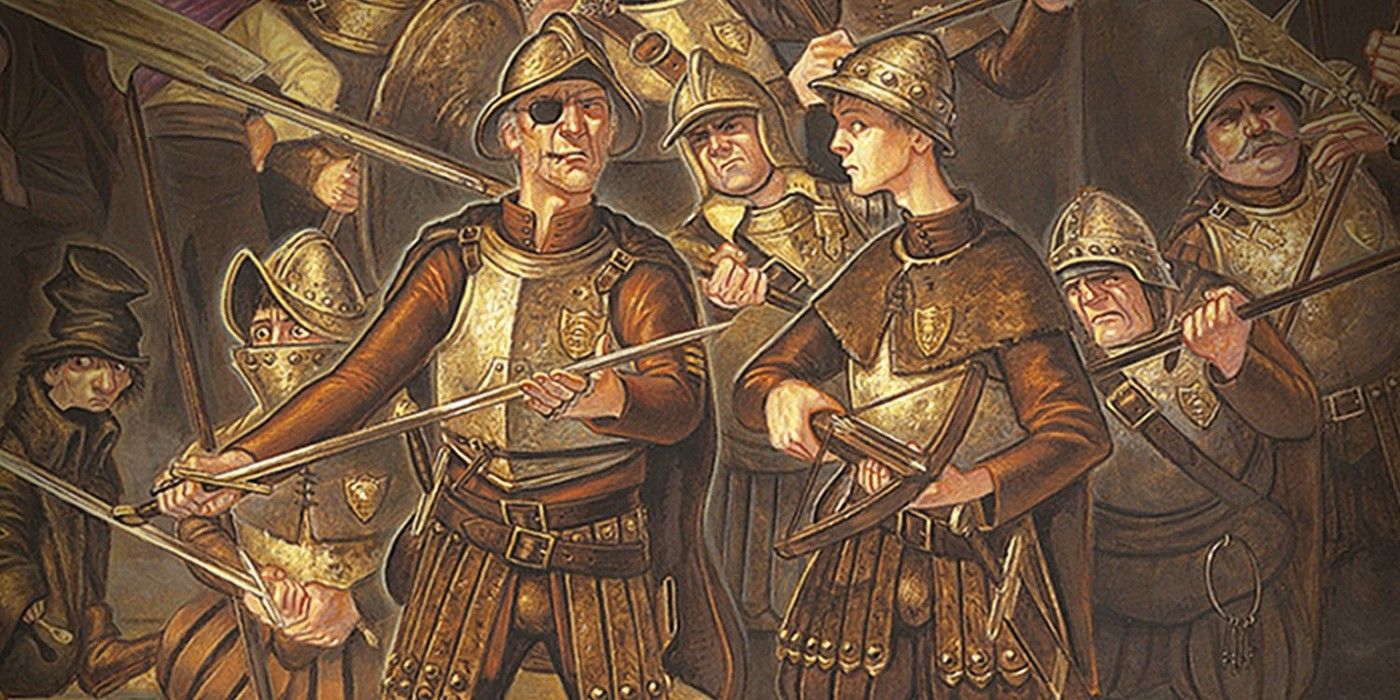 Armored guards on the cover of Night Watch Terry Pratchett