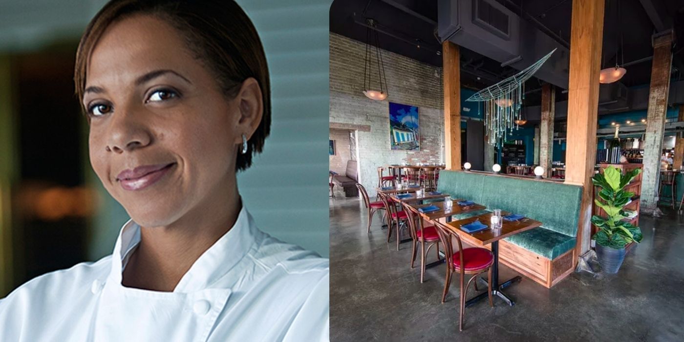 A split image of Nina Compton and Bywater American Bistro