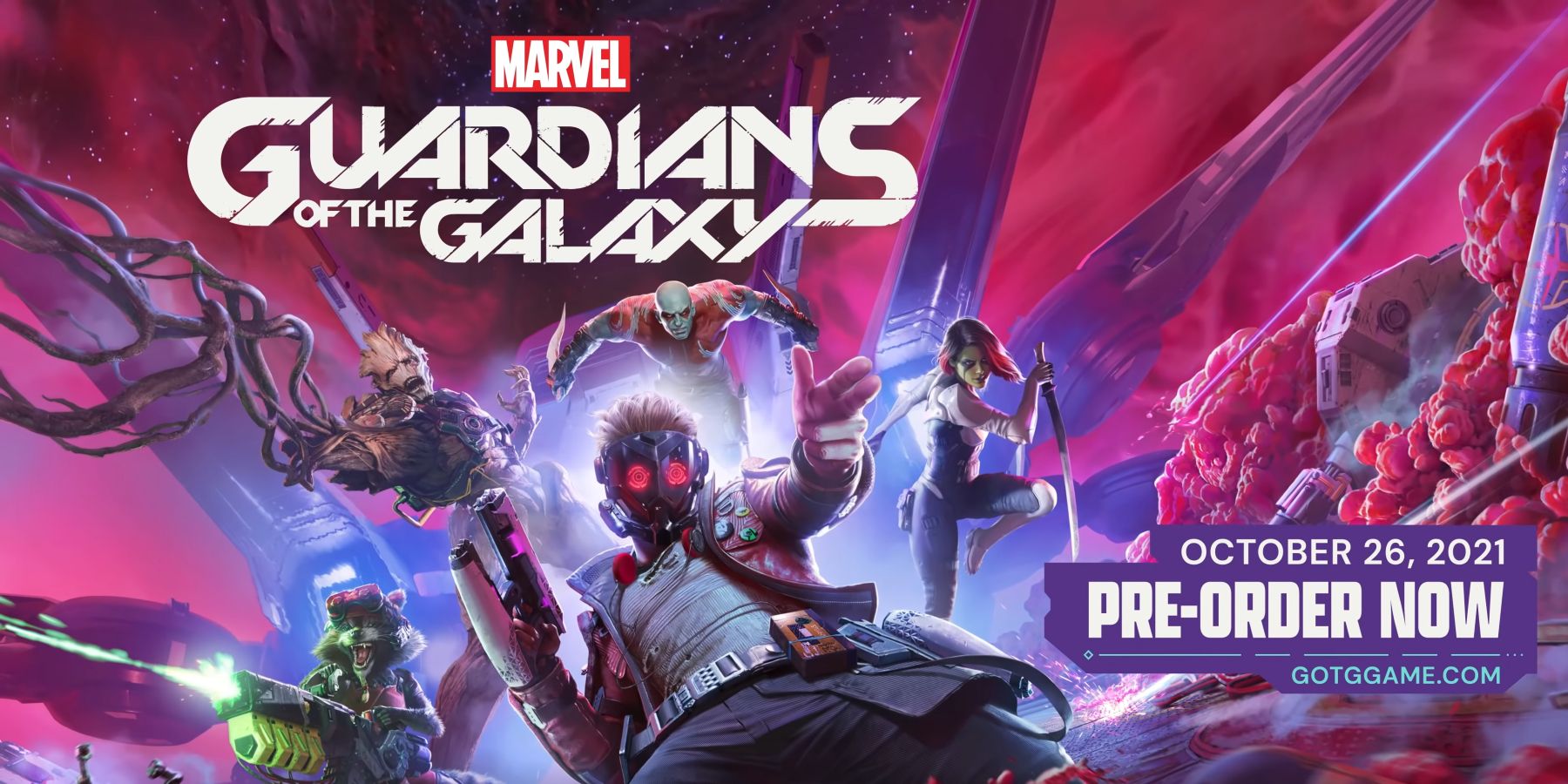 Official artwork banner for Marvel’s Guardians of the Galaxy