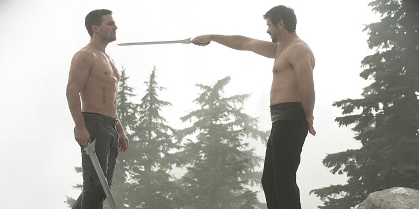 Oliver fights Ras Al Ghul to the death in Arrow