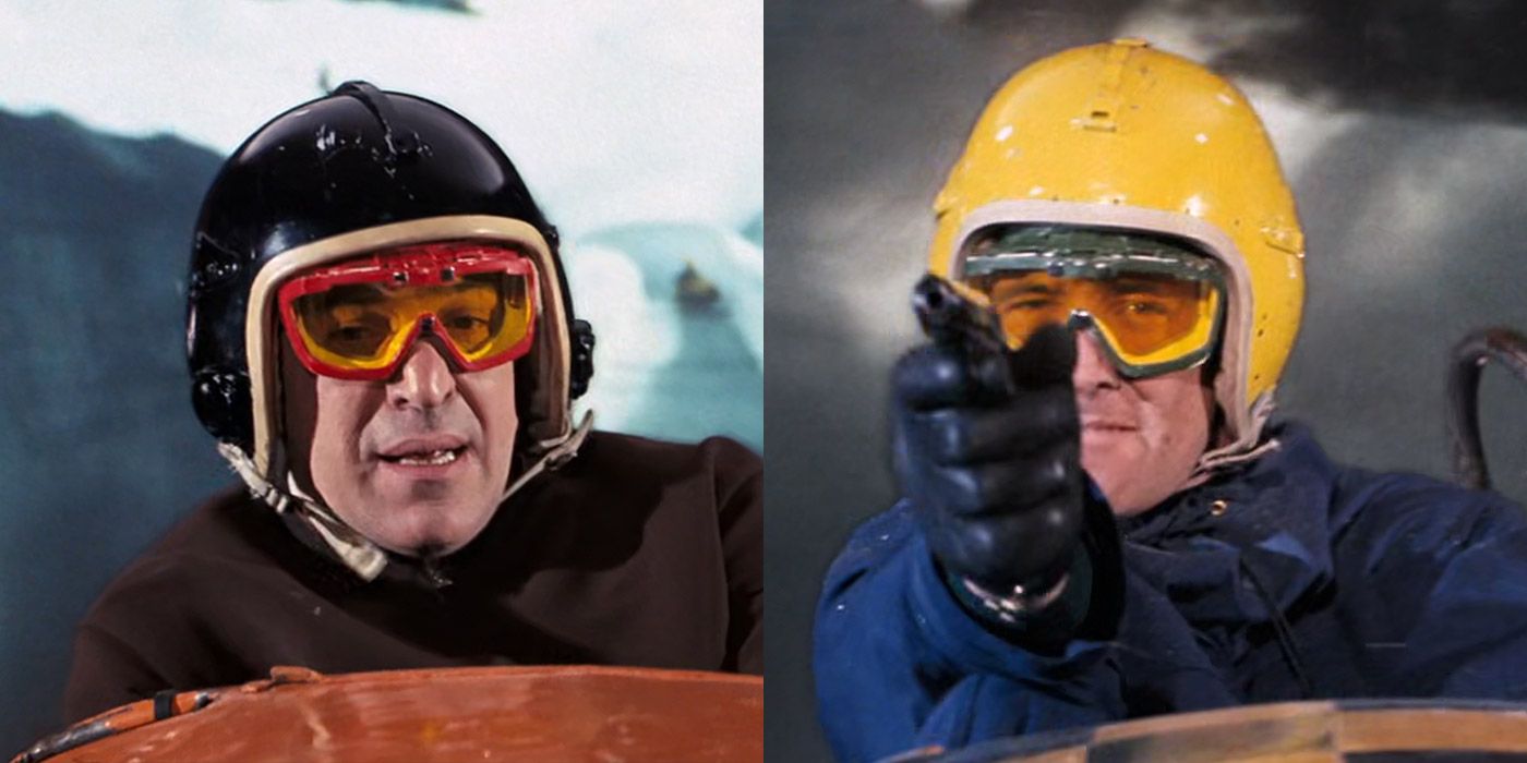 Bond chases Blofeld in a bobsled