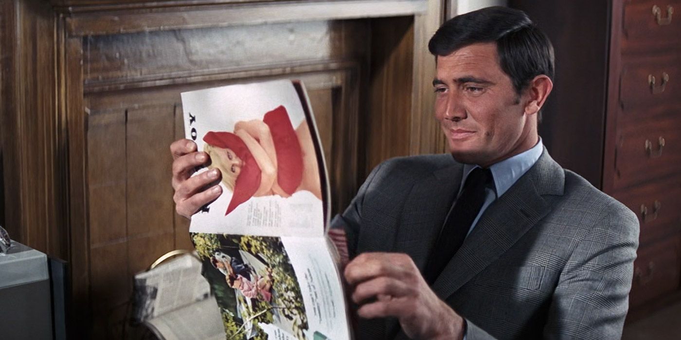 Bond reads Playboy while cracking a safe