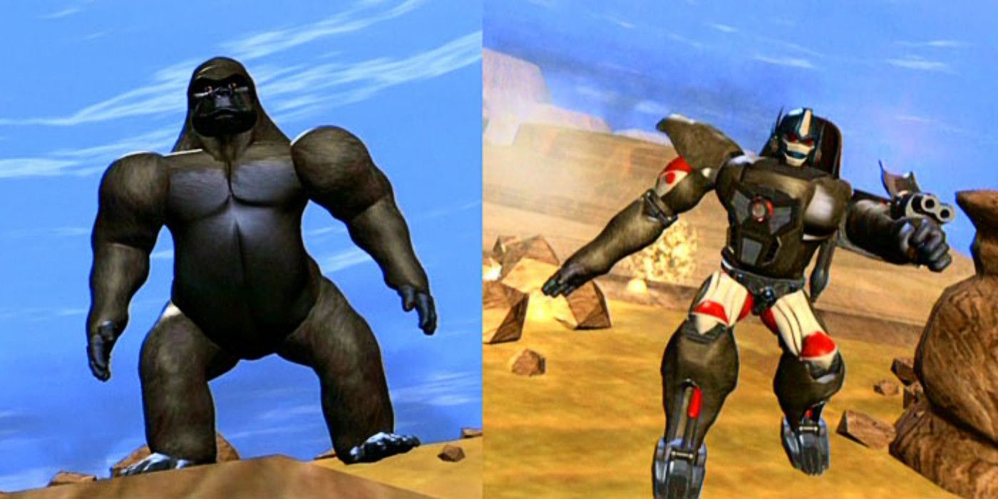 Both forms of Optimus Primal in Beast Wars.