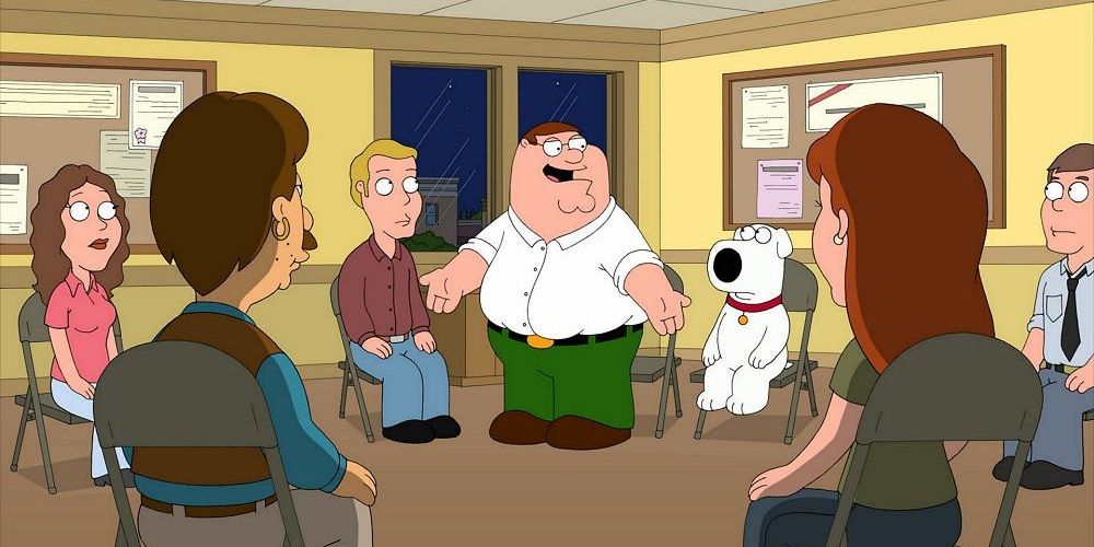 Peter and Brian at an AA meeting in Family Guy