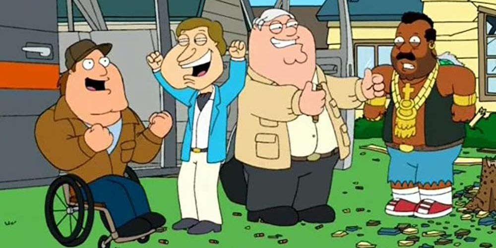 Peter and the guys cosplaying as The A-Team in Family Guy
