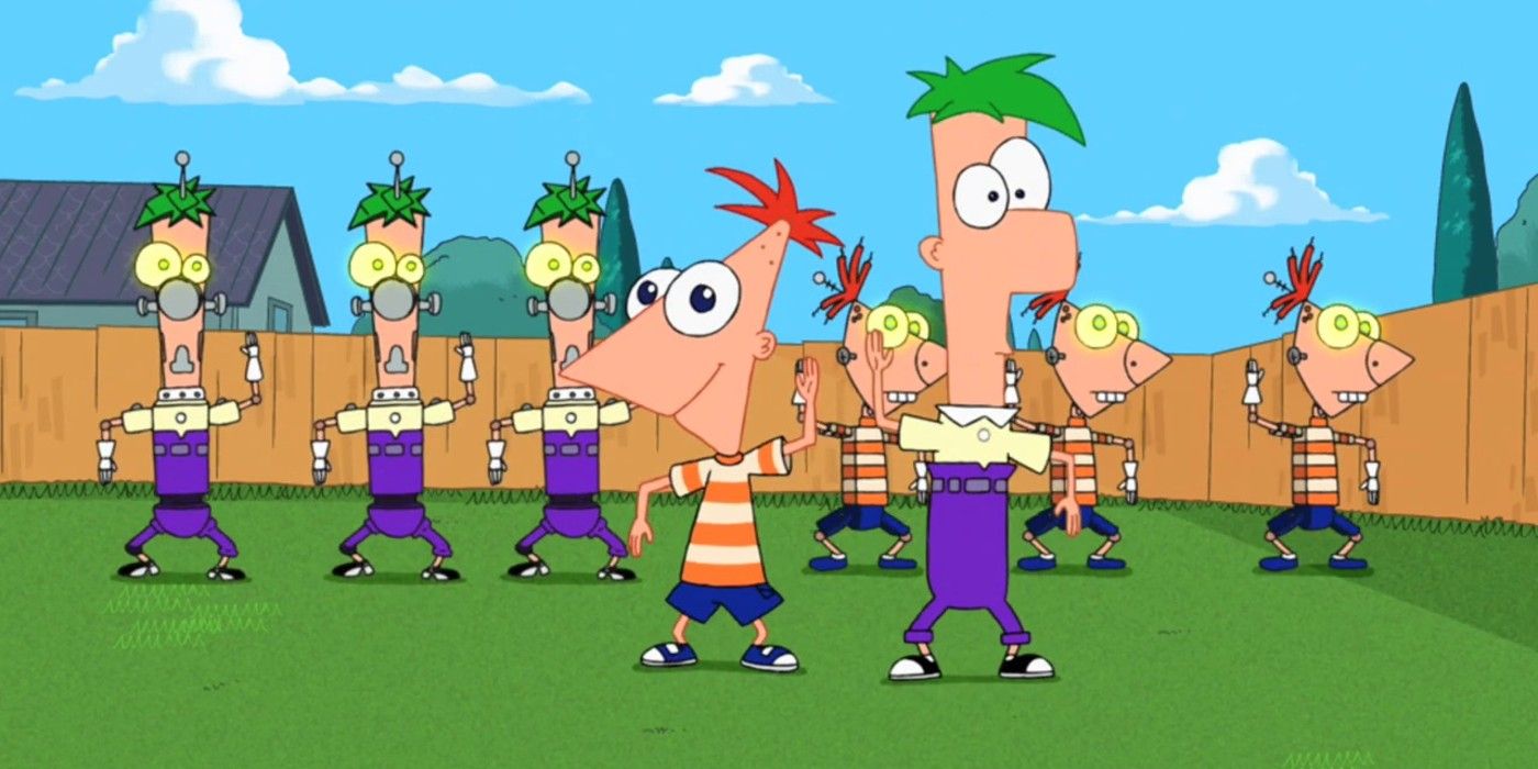 Phinedroids and Ferbots dancing with Phineas And Ferb