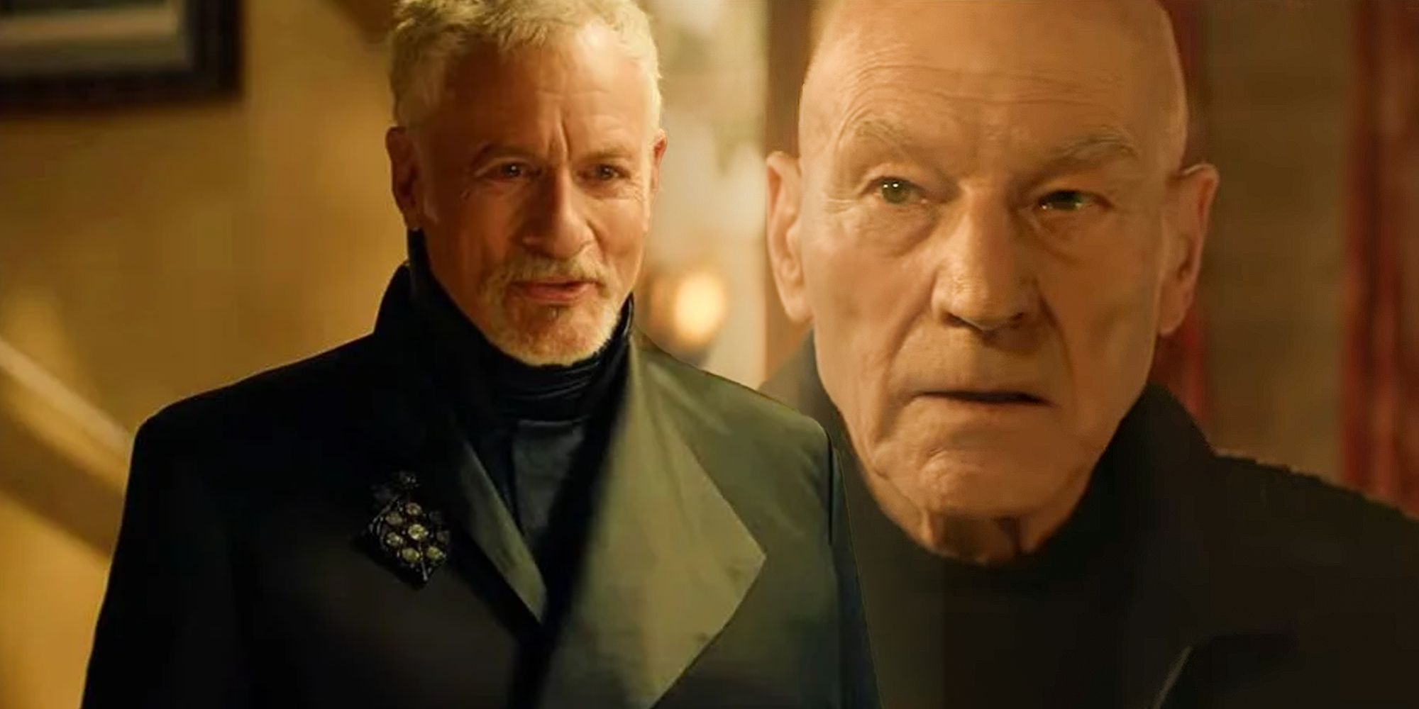 John de Lancie as Q and Patrick Stewart as Picard in Star Trek Picard Season 2