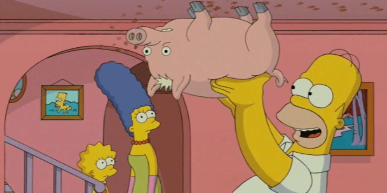 Homer plays with Ploper aka Spider-Pig