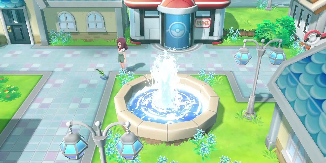 A fountain in Pokemon Let's Go