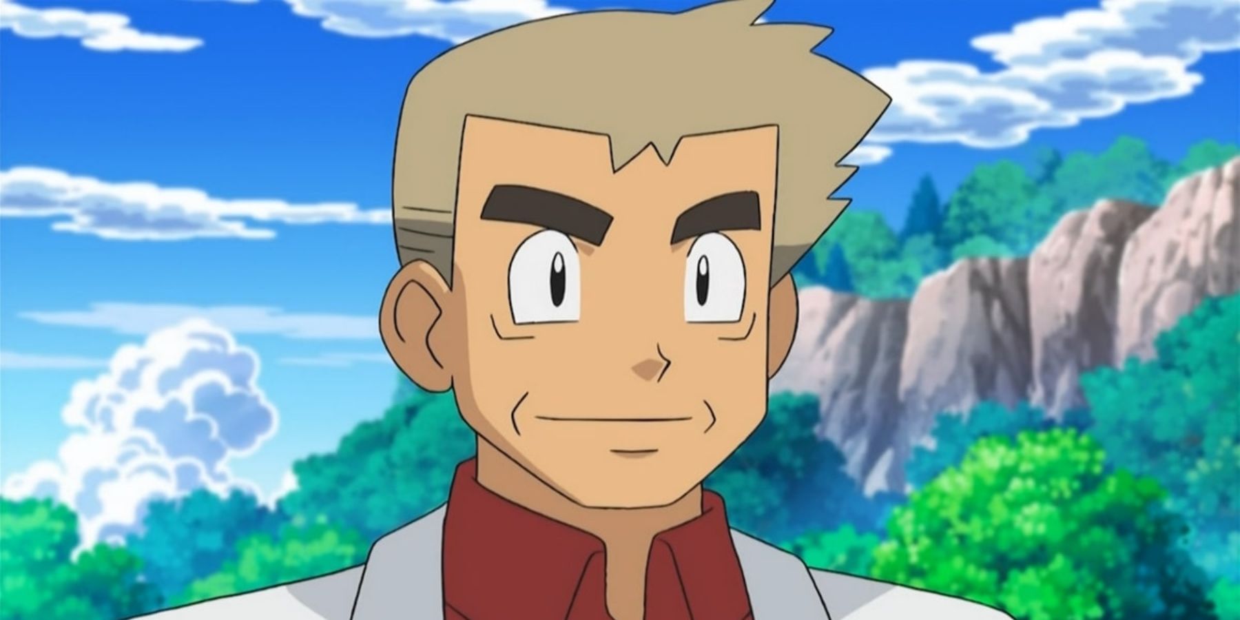 Professor Oak from the Pokemon Anime stares forward with a blank face