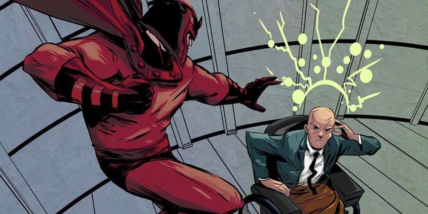 Professor X fighting Magneto in Marvel Comics.