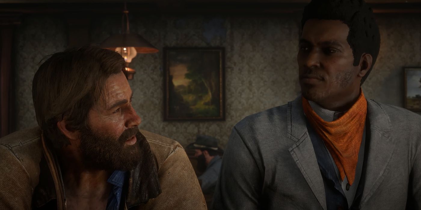 Arthur and Lenny get drunk together in Red Dead Redemption 2