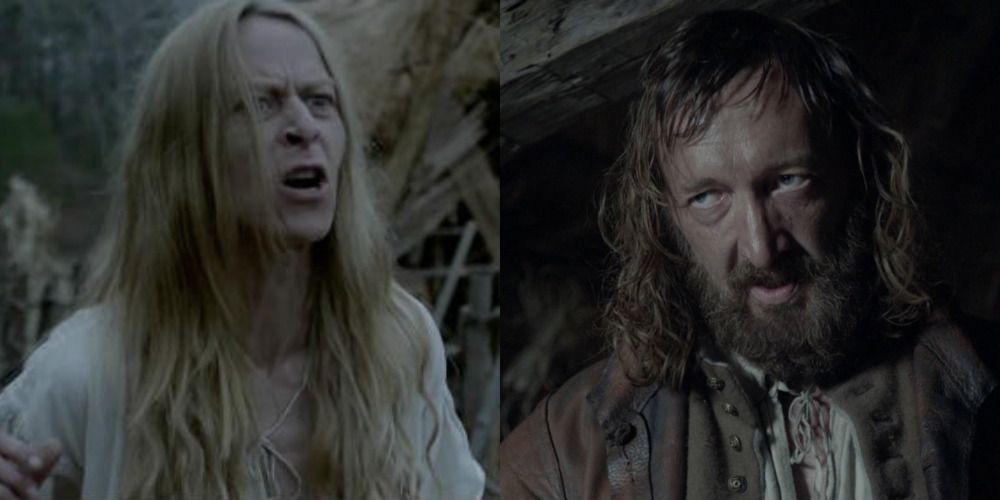 Ralph Ineson & Kate Dickie side by side in The Witch