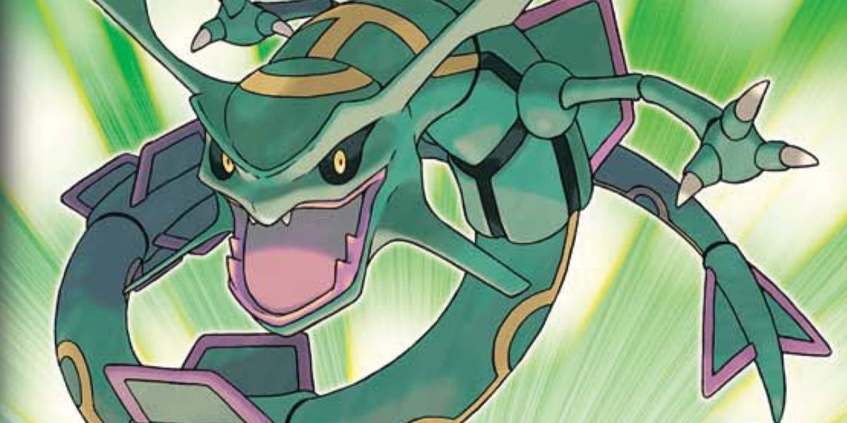 Rayquaza na capa de Pokémon Emerald Version