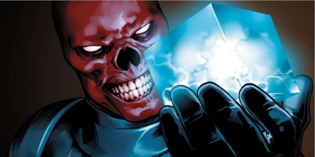 The Red Skull holds the cosmic cube