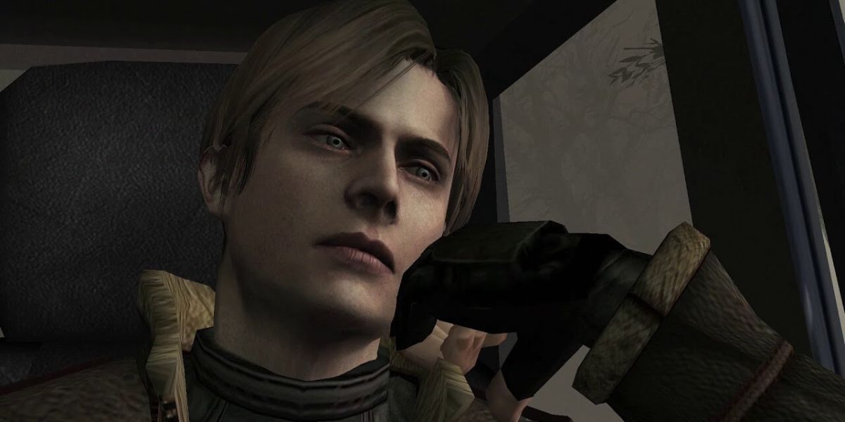 Leon sits around looking cool at the beginning of Resident Evil 4.