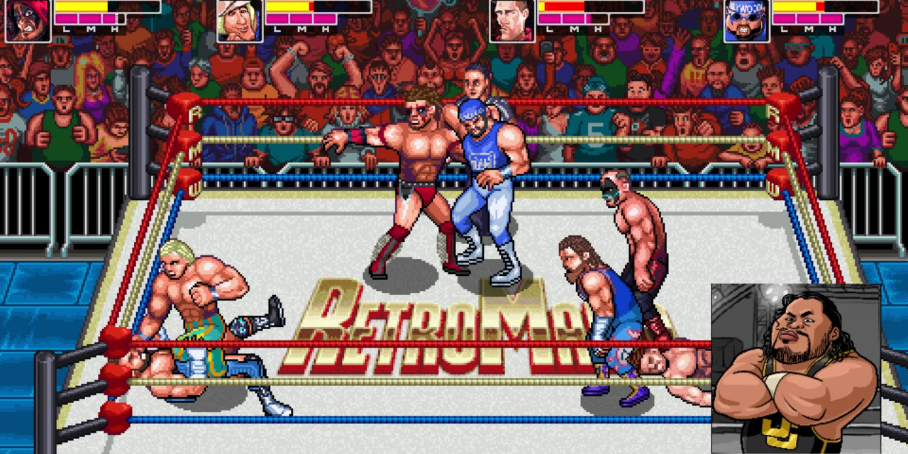 A wrestling match in RetroMania