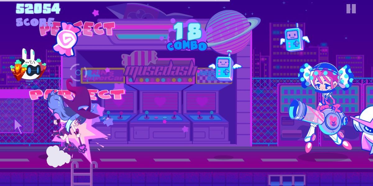 Screenshot featuring Muse Dash gameplay.