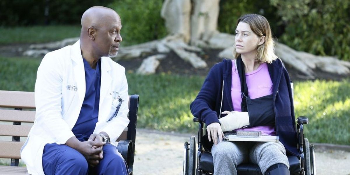 Richard talks to Meredith while she's in her wheelchair