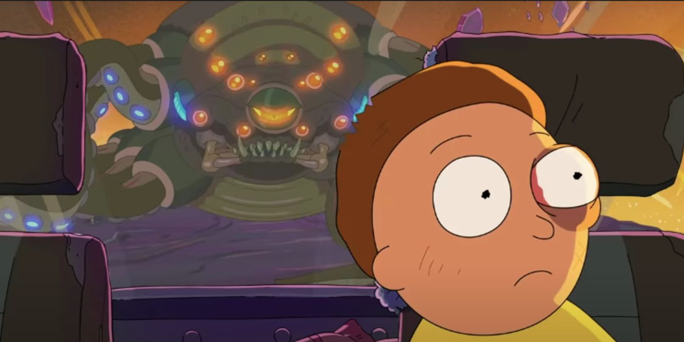 Blended image of the Cthulu and Morty in Rick and Morty Season 5
