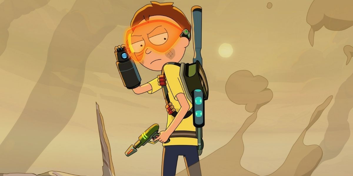 And angry Morty armed with weapons in Rick And Morty