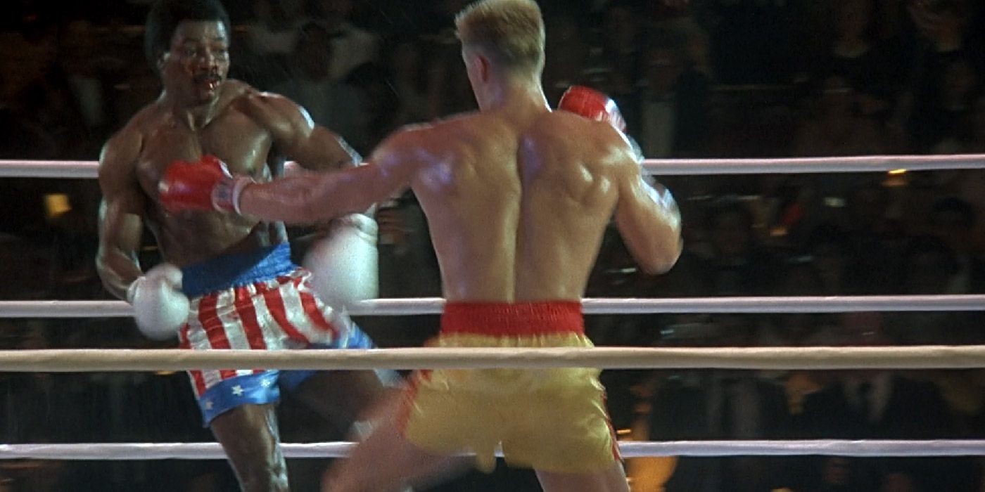 Ivan Drago beats Apollo Creed to a pulp