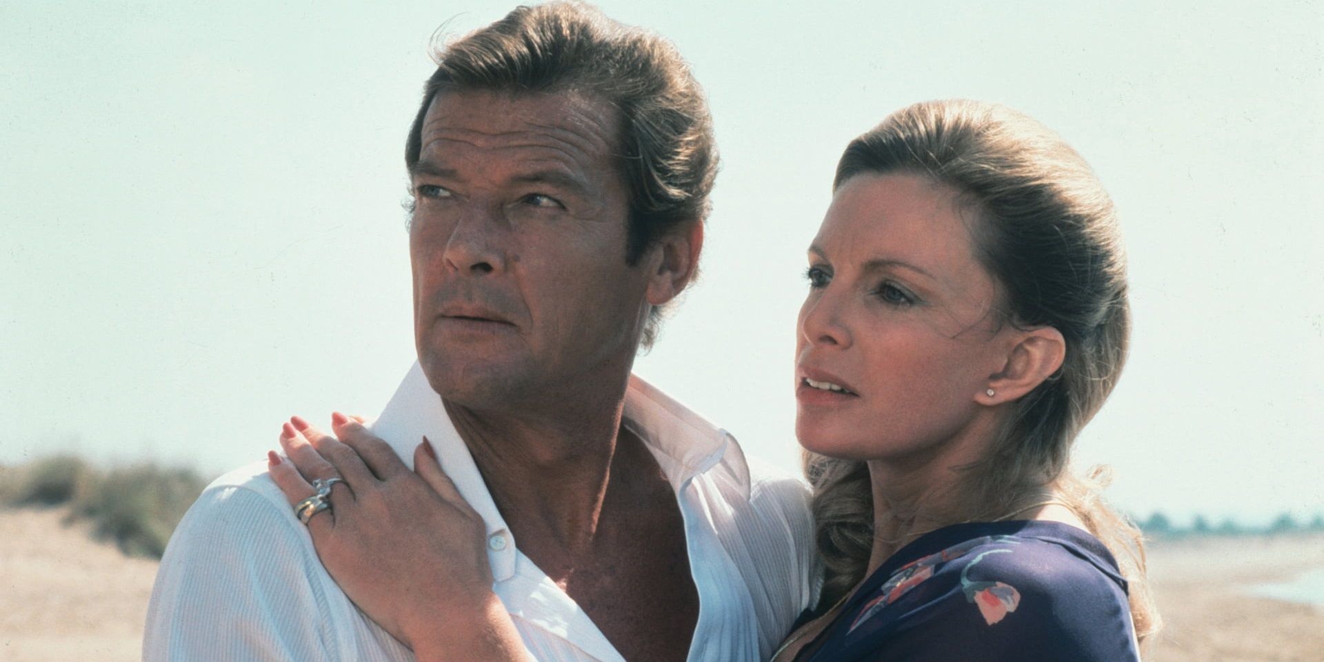 Roger Moore on the beach in For Your Eyes Only