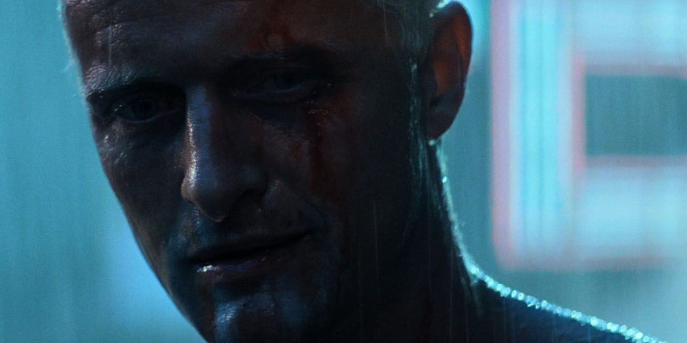 Roy Batty standing in the rain in Blade Runner.