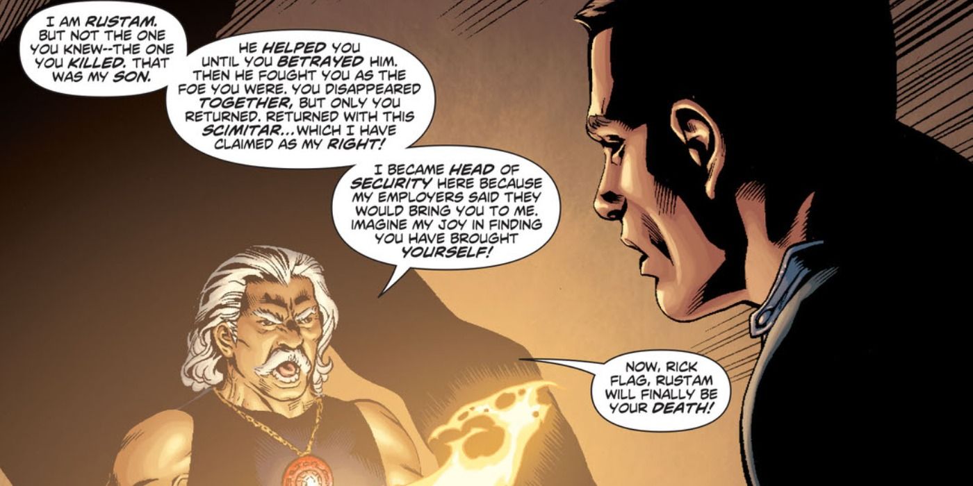 Rustam confronts Rick Flag in DC Comics