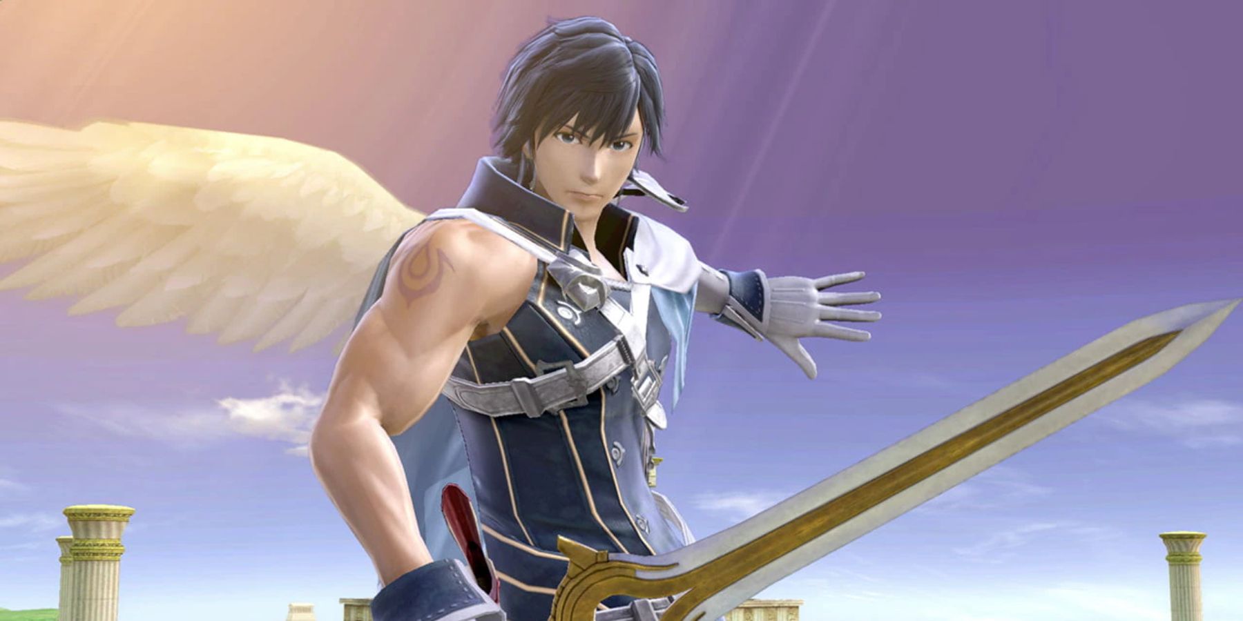 Chrom holding his sword in front of him