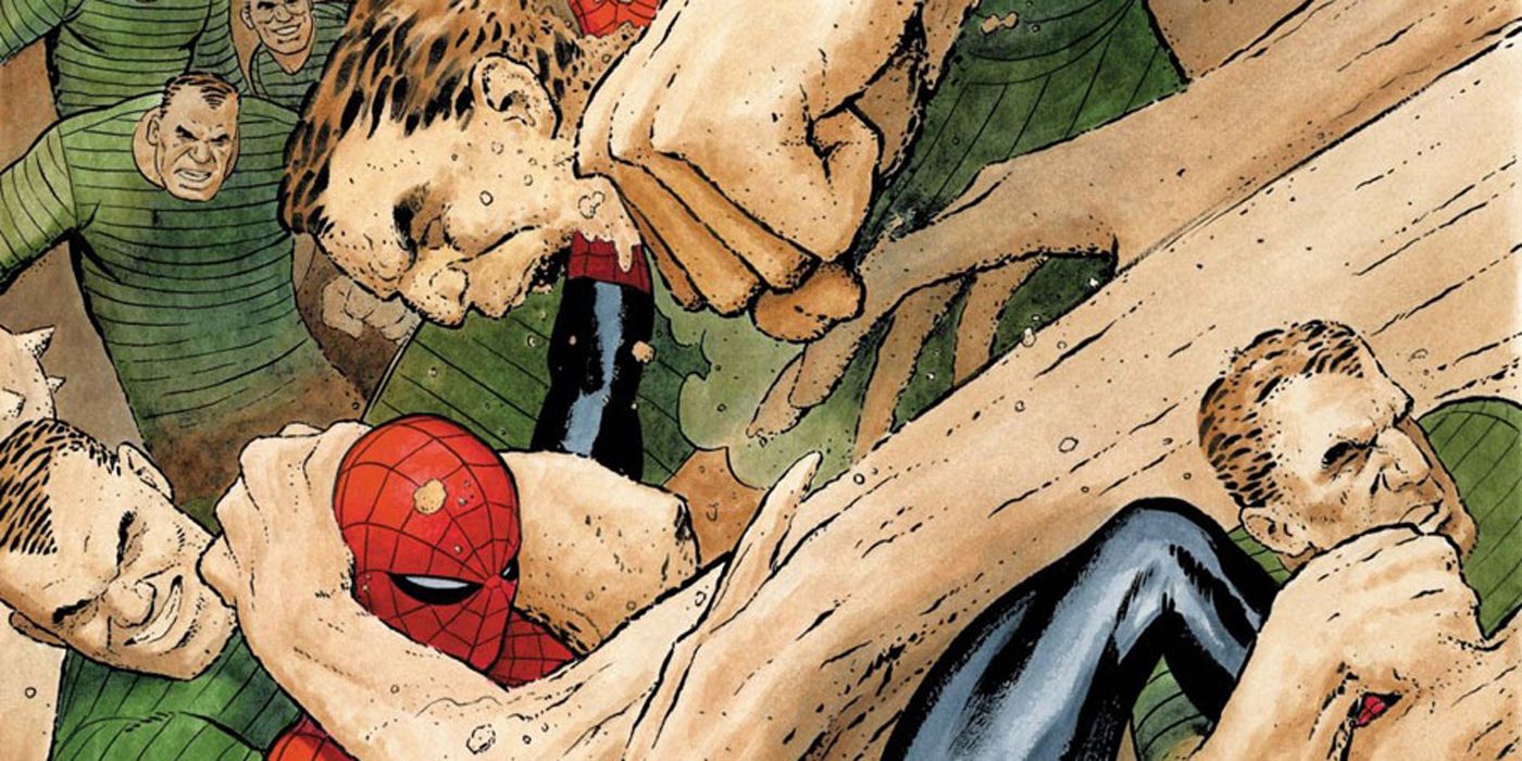 Sandman fighting Spider-Man in the comics.